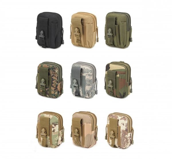 Universal Outdoor Tactical Holster Military Molle Hip Cintura Cinturón Bolsa Monedero Monedero Funda para teléfono con cremallera Iphone 7 6 6S Plus Samsung