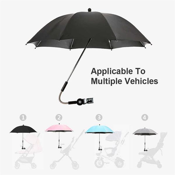 Parasol universel pour poussettes et poussettes Parapluie de poussette pour le soleil et avec housse de pluie Protection solaire Parapluie de poussette H1015191O