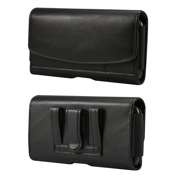 Estuche de cuero con bolsa universal 4.8 / 5.2 / 5.5 / 6.5 pulgadas para iPhone Samsung Huawei Xiaomi con portatarjetas Funda con clip para cinturón