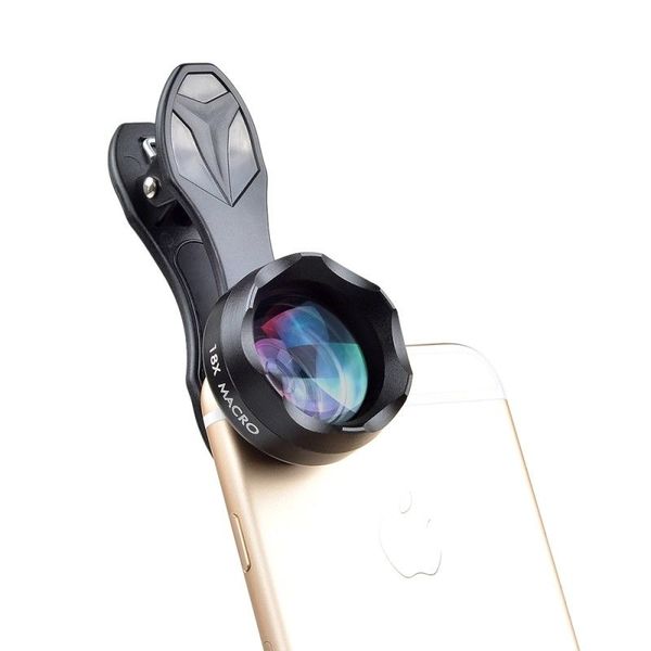 Universal profesional HD fotografía 18x lente macro teléfono móvil lente externa para IPhone X XR XS Max 8 7 Plus Samsung