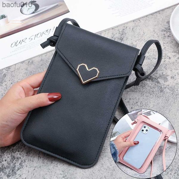 Universel PU cuir téléphone portable sac épaule poche portefeuille pochette étui sangle de cou pour Samsung S10 pour IPhone 12 11 Huawei P30 V20 L230619