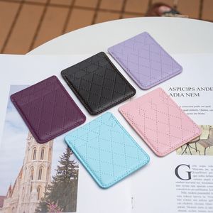 Universal Checkered Diamond Grain PU Leather Stick On Wallet Cases para Iphone 15 14 Samung S23 FE S22 Dos tarjetas ID Credit Slot Pocket 3M Sticker Mobile Back Phone Cover