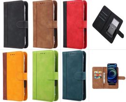 Cajas de billetera de cuero de PU universal para iPhone 12 Pro Max 11 Samsung S21 4.0 a 7.0 pulgadas Funda de teléfono 4 Tamaño Ranuras para tarjetas Flip Stand Cover