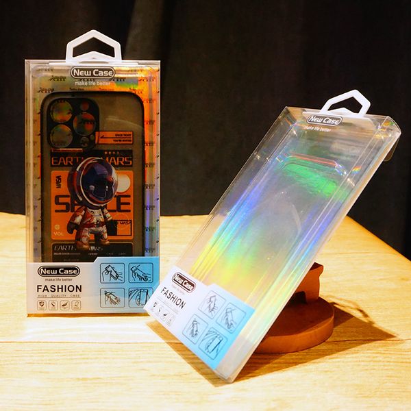 Boîte d'emballage de boîtier de téléphone transparent en PVC universel carte de fond laser pour iPhone Samsung 4.7-6.7 