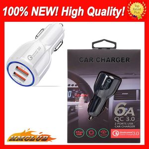 Universal QC 3.0 Chargeur USB de voiture Adaptateur de charge rapide Chargeur de téléphone 2 ports USB Chargeur de voiture rapide pour Iphone Samsung Tablet Chargeurs USB de voiture