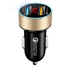 Universal QC 30 Fast Car Charger 2 Port Car Charger 2A Quick Dual USB Adaptive voor iPhone Huawei Samsung S8 Galaxy S7 Phones2588511