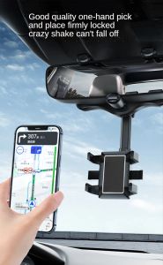Universele Achteruitkijkspiegel Telefoonhouder Autohouder Roterend Verstelbaar 360 Graden Houders voor Smartphone GPS Beugel 12 LL