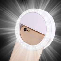Universal Ringlight USB Charge LED Téléphone Selfie Ring Light pour iPhone Samsung Lampe Selfie Light Light Luminent Ring Clip