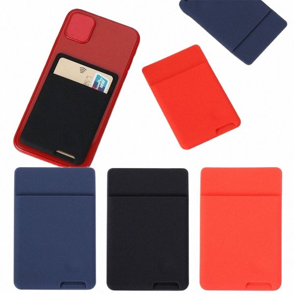 Mangas de etiqueta de calcomanía de autoadhesivo universal Phe Wallet Case Stick On Id Conedora de crédito Silicia elástica Cellphe Pocket G3WB#