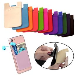 Universele Siliconen Gevallen Portemonnee Kaart Cash Draagbare Pocket Sticker 3M Adhesive Stick-on ID Holder Pouch voor iPhone Samsung Moto LG Huawei Xiaomi Oppo Vivo Google Google