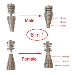 Universal Smoking Ti Banger Nail Tips Dabber Gr2 Titanium nagels verwarmingsinstallaties 6 in 1 10 mm 14 mm mannelijk vrouwelijk vrouwelijk