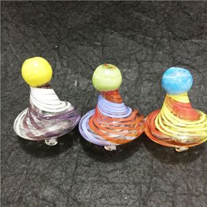 Universele Solid Color Stripe Glass UFO Carb Cap Dome XL XXL Diameter 35mm voor 4mm Quartz Banger Nails Kleurrijke DAB RIG.