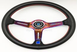 Volant universel de course 14 pouces 350mm en cuir Modification de voiture sport Spar volant9593593