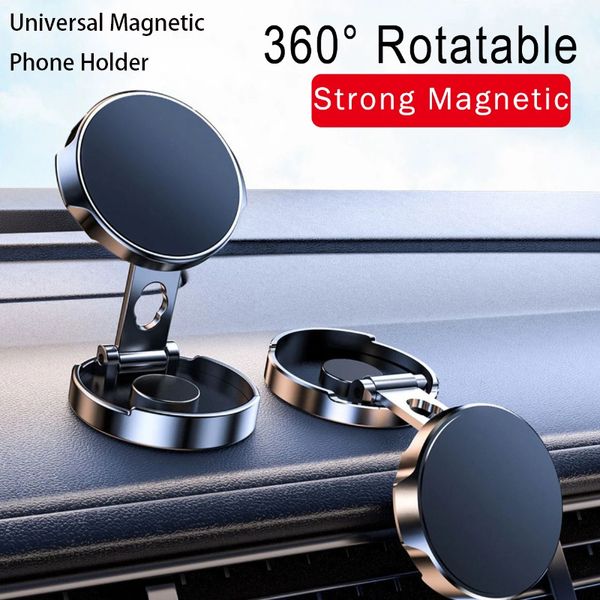 Universal Strong Magnetic Car Phone Dectein pour le téléphone portable rotatif Montant le support GPS du support de téléphone mobile pliable pour l'iPhone 14 12 Samsung 1pcs