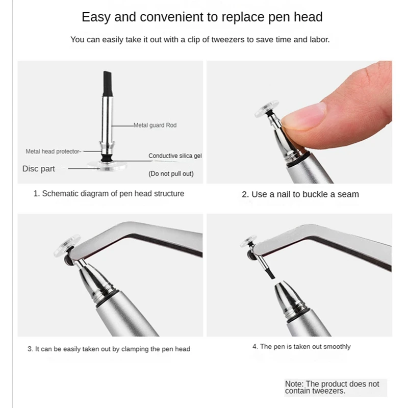 Universal Stylus Pen Transparent skiva Kapacitiv skärm Touch Pen Ersättningstips Ritning Skrivande NIB PENCIL HEAD
