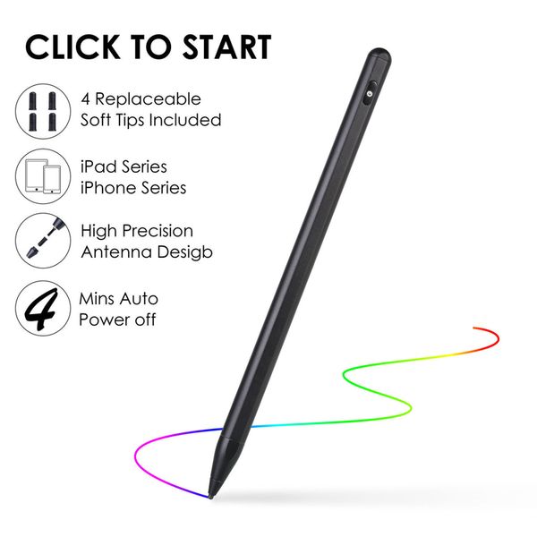 Stylet universel pour Apple iPhone IOS Android windows tablette pour pc avec stylet pour samsung palm rejet écran tactile stylet actif noir