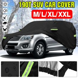 Universele SUVSedan Volledige Covers Outdoor Waterdicht Zon Regen Sneeuw Bescherming UV Rits Ontwerp Zwarte Auto Case Cover MXXLHKD230628