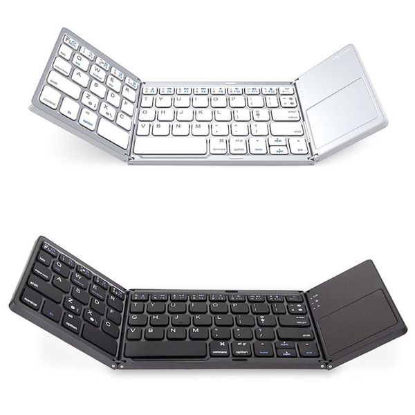 Mini teclado plegable Bluetooth inalámbrico Universal de tres volteos con panel táctil teclado Bluetooth plegable