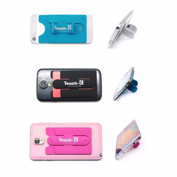 Support universel Touch U avec sac à cartes, support Portable en Silicone avec enrouleur d'écouteurs pour téléphone Portable 100ps