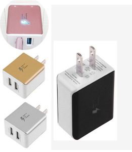 Adaptateur Universal US Plug Home AC Double chargeur mural USB 5V21A pour iPhone 11 x Samsung S10 Black Blue Light LED9622842