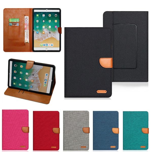 Étuis universels pour tablette en cuir PU avec support à rabat pour iPad 10 10.2 Mini 6 Pro 9.7 Samsung Galaxy Tab 7 8 9 10 pouces Fente pour carte Béquille Étuis pour téléphone