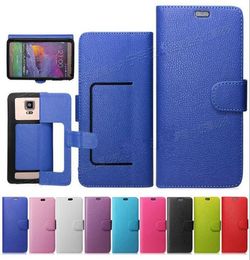 Portefeuille universel Litch PU Flip Leather Case avec support de carte de crédit pour 35 à 60 pouces 6 taille de téléphone mobile Case 5478567