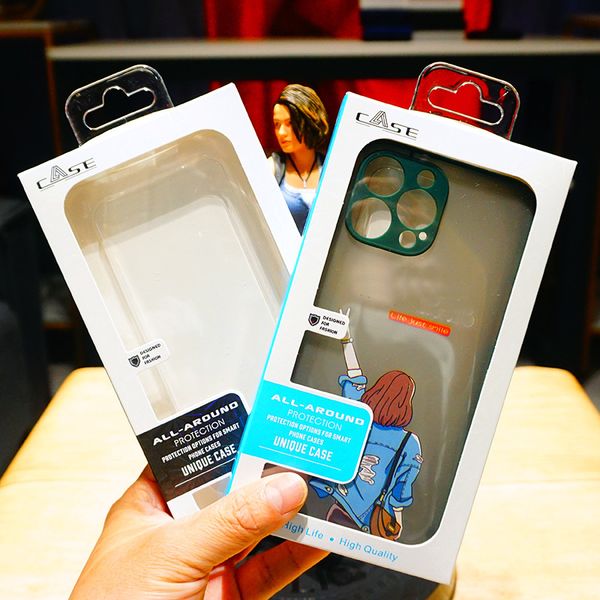 Boîte d'emballage de détail de blister de papier blanc universel pour Iphone 15 4,7 à 6,9 pouces, boîte d'emballage d'affichage de coque de couverture pour étui de téléphone portable Samsung