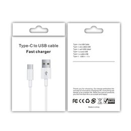 Câbles de charge rapides blancs universels 1M 3ft 2M 6FT Type C USb-C Micro câble pour Samsung Galaxy S10 S20 S22 S23 Huawei HTC LG téléphone Android avec boîte