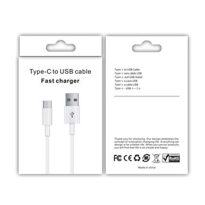 Câbles de charge rapide blanc universel 1M 3ft 2m 6ft Type C Micro Câble USB-C pour Samsung Galaxy S10 S20 S22 S23 Huawei HTC LG Android Phone avec boîte