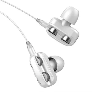 Universal Wired 3,5 mm jack headset oortelefoons dubbele hoorn 6d stereo zware basmuziek oortelefoons met microfoon handsfree in-ear oordopjes 4 kleuren