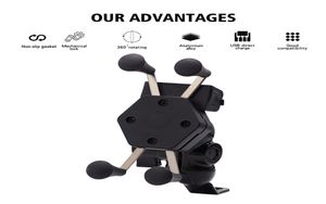 Universal X Grip Motorcycle Motorbike Phone Teledder Mount Clamp With USB Charger pour GPS Téléphone 356 pouces Smartphones Bike3083502