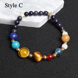 Universe huit planètes Bracelets de perles en pierre naturelle hommes femmes lave 7 chakra bracelet yoga énergie galaxie de bracelet solaire bijoux
