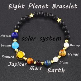 Univers Galaxy Huit planètes Bracelet Système solaire Perles de pierre naturelles Bracelets pour femmes pour femmes