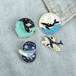 Universe Sea Whale Broches Pins Leuke emaille revers Badge voor vrouwen Men Men Mode Jewelry Will en Sandy