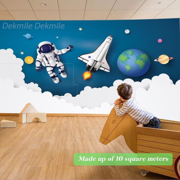 Murales de fondo de pantalla del universo para niños dormitorio de habitación astronauta cohete planeta TV fondo de pared para bebés vivero de jardín de infancia