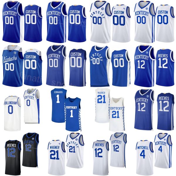 Basketball universitaire 0 Rob Dillingham Jerseys Kentucky Wildcats College 4 Tre Mitchell 3 Adou Thiero 1 Justin Edwards 21 DJ Wagner Antonio Reeves Bleu Blanc Noir