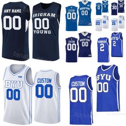 Basketball universitaire 21 Trevin Knell Jersey BYU Cougars College 2 Jaxson Robinson 30 Dallin Hall 15 Richie Saunders 0 Noah Waterman 20 Spencer Johnson cousu