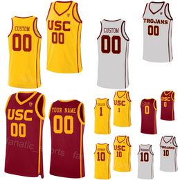 Basketball universitaire 22 Arrinten Page Jerseys USC Trojans College 1 Isaiah Collier 5 Boogie Ellis 0 Johnson Joshua Morgan Oziyah Sellers DJ Rodman Rouge Blanc Jaune