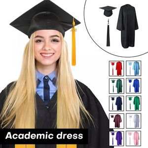 Université Graduation Gown College Secondaire Lycéen Uniforme avec Gland Bachelor RobesHat Ensemble Porter Robe Adulte Enfant 240226