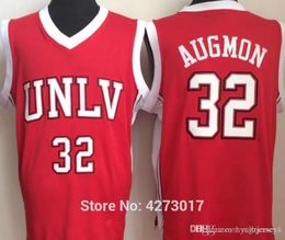 Université du Nevada Las Vegas 32 Stacey Augmon Jersey Hommes Collège UNLV Basketball Maillots Rouge Blanc Cousu Vente Chaude Ncaa