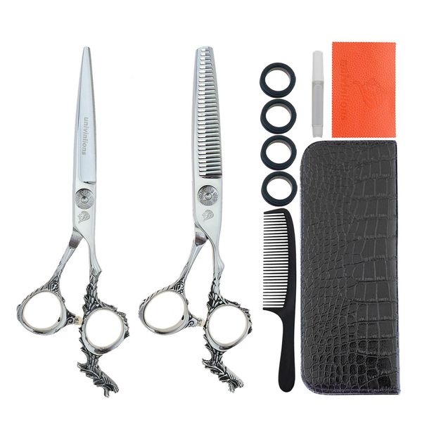 Univinlions-Kit de tijeras de peluquería profesional, tijeras de peluquero de acero japonés, accesorios de Barbearia, tijeras de corte de pelo, 6