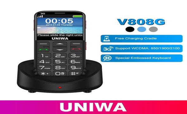UNIWA V808G téléphone portable avec clavier 3G WCDMA téléphone forte torche téléphone portable senior personnes âgées grand SOS bouton-poussoir téléphone vieux Man9470582
