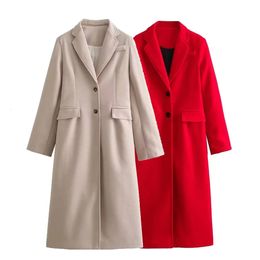 UNIZERA 2023 abrigo de mezcla francesa informal versátil estilo suelto y adelgazante para mujer de invierno 240105