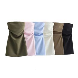Unizera Spring Dames Fashion Trend Sexy geplooide slanke Bra veelzijdige off -schouder korte jurk 240515