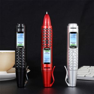 Débloqué 2G GSM 0,96 pouces Tiny Screen Pen mini téléphone portable Double carte SIM Bluetooth Dialer Téléphone portable avec lampe de poche Stylo d'enregistrement