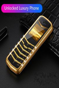 Teléfono móvil desbloqueado con firma de diseño clásico 8800 dorado, mini cuerpo de metal, tarjeta SIM dual, GSM, banda cuádruple, cámara MP3, teléfono móvil barato 1034969