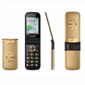 Ontgrendeld Flip GSM mobiele telefoons Metalen behuizing Senior Luxe Dual Sim-kaarten Mobiele telefoon Camera MP3 MP4-zaklamp Grote knop Oudere mobiele telefoon