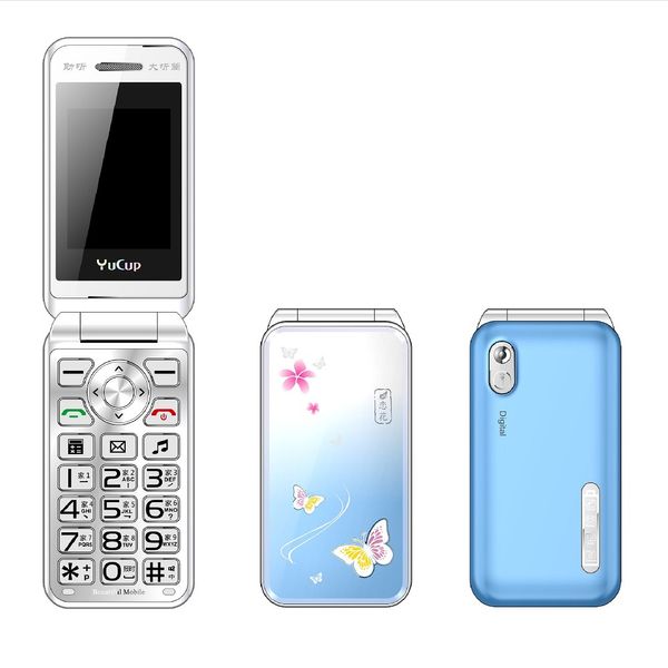 Débloqué Flip Lady's Beautiful Slim Mobile Phone avec lampe de poche Joli cadeau Pas d'appareil photo Cute Student Girls Light Simplement travailler Dual Sim Card Cellphone