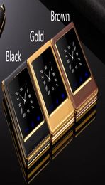 Déverrouillé Gold Flip Double Display Business Cell Phones Senior Luxury Dual Sim Card Camera MP3 MP4 30 pouces écran tactile Men Man MO8427052