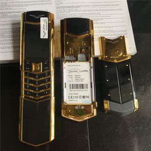 Téléphones classiques débloqués de luxe en or à double carte SIM Slider GSM Corps en acier inoxydable Mp3 8800 métal Céramique Retour Téléphone portable